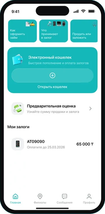 Экран приложения: мои залоги