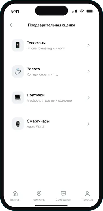 Экран приложения: предварительная оценка
